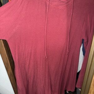 Soft Knit Hooded Dress in Burgundy